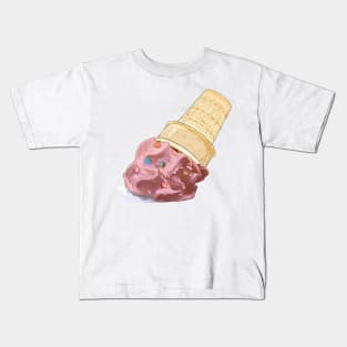 Melted ice-cream (strawberry & candy disc) Kids T-Shirt